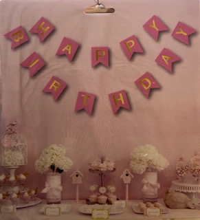 Születésnapos füzér Happy Birthday pink