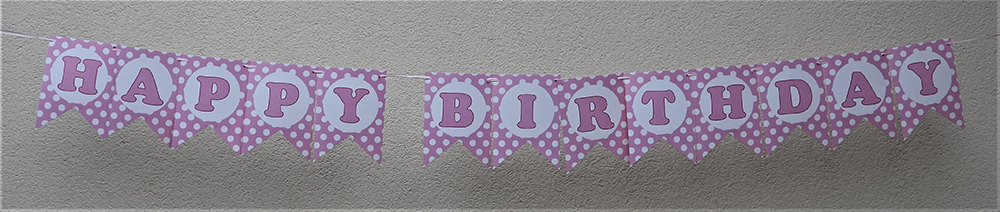 Happy Birthday füzér pink-fehér