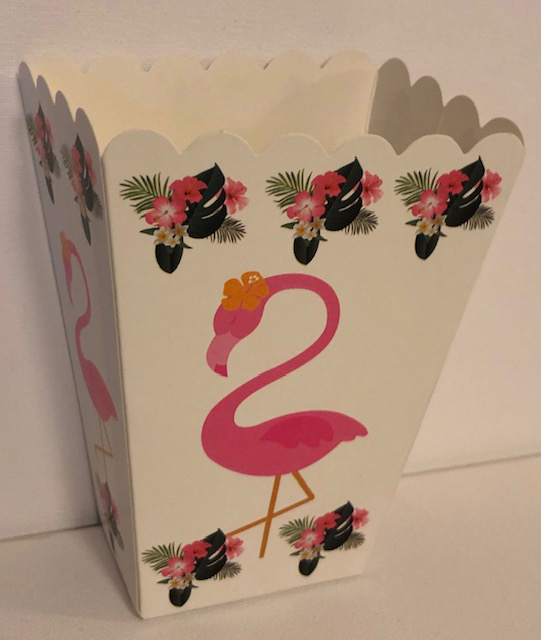 Ajándékdoboz papír flamingo fehér